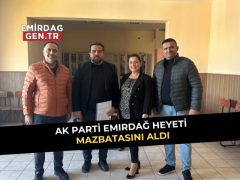 AK Parti Emirdağ Heyeti Mazbatasını Aldı