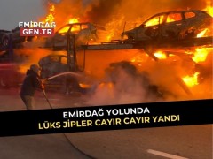 Emirdağ Yolunca Lüks Jipler Cayır Cayır Yandı